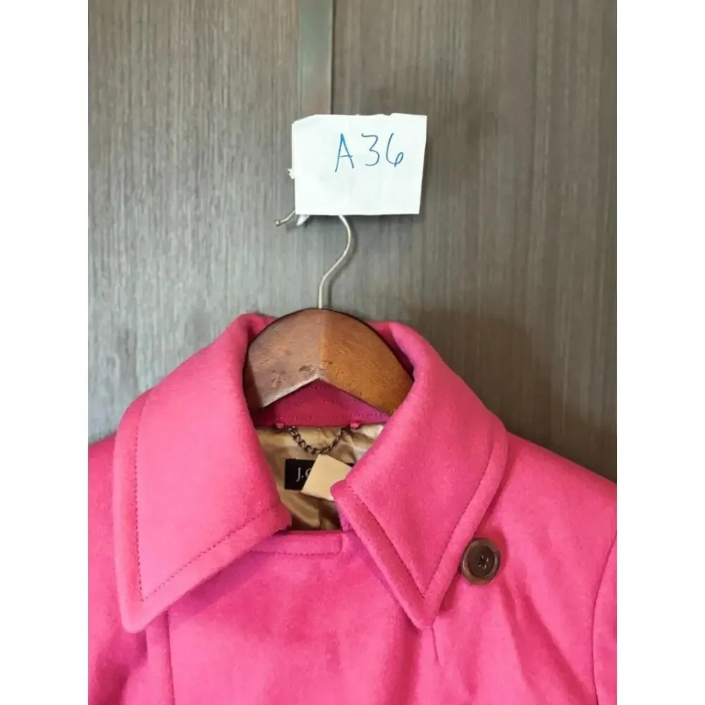 Womens Size Tall Small J crew Pea Coat breasted Wool blend lined Pink Old Money‎